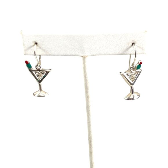 Silpada Sterling 925 Silver Vintage Martini CZ Earrings with Olive W1002 - Picture 4 of 7